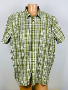 Lake & Trail Camp Shirt Sz 3XL Green Plaid Outdoor Fishing Hiking Vacation
